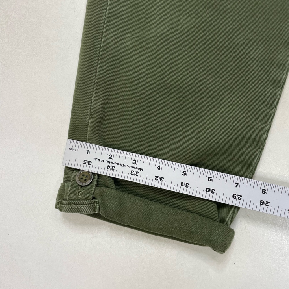 &SONS Virgil Chino Army Pants Men Size 34 x 30 Green Back Cinch Strap - Picture 10 of 11